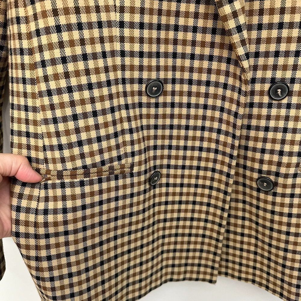Zara Woman Double Breasted Plaid Blazer Brown Tan Academia Preppy Medium - Picture 5 of 16
